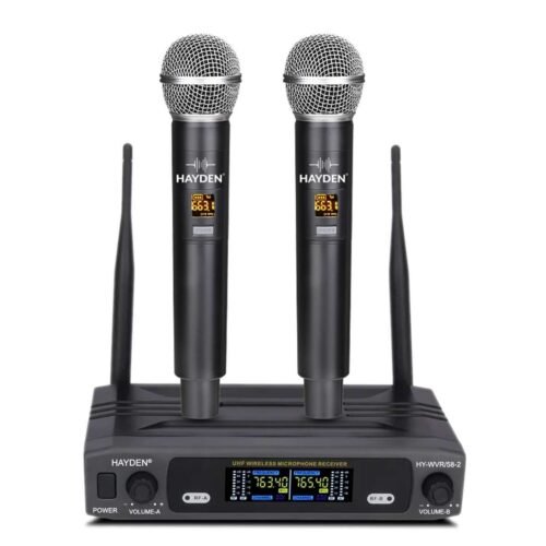 HY-WVR-58-2 UHF Wireless Microphone Portable Dual Channel Digital Mic Receiver with Handhelds