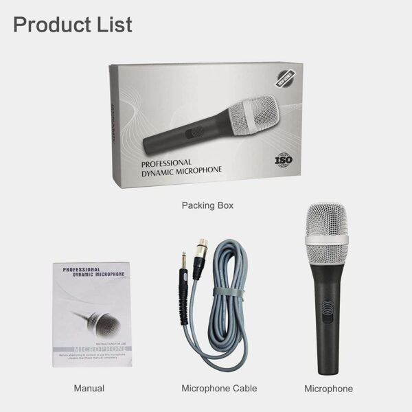 BK-105 Dynamic Vocal Metal Microphone Compatible with Karaoke Machine/Speaker/Amp/Singing Speech (5mtr XLR Cable) - Image 3