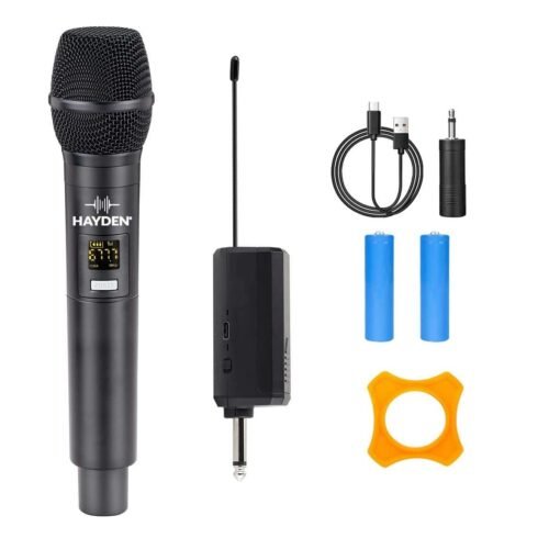 Hayden HY-07 Wireless Microphone, Karaoke Handheld mic System 6.35mm Jack, 30-50 Meter Cordless Range