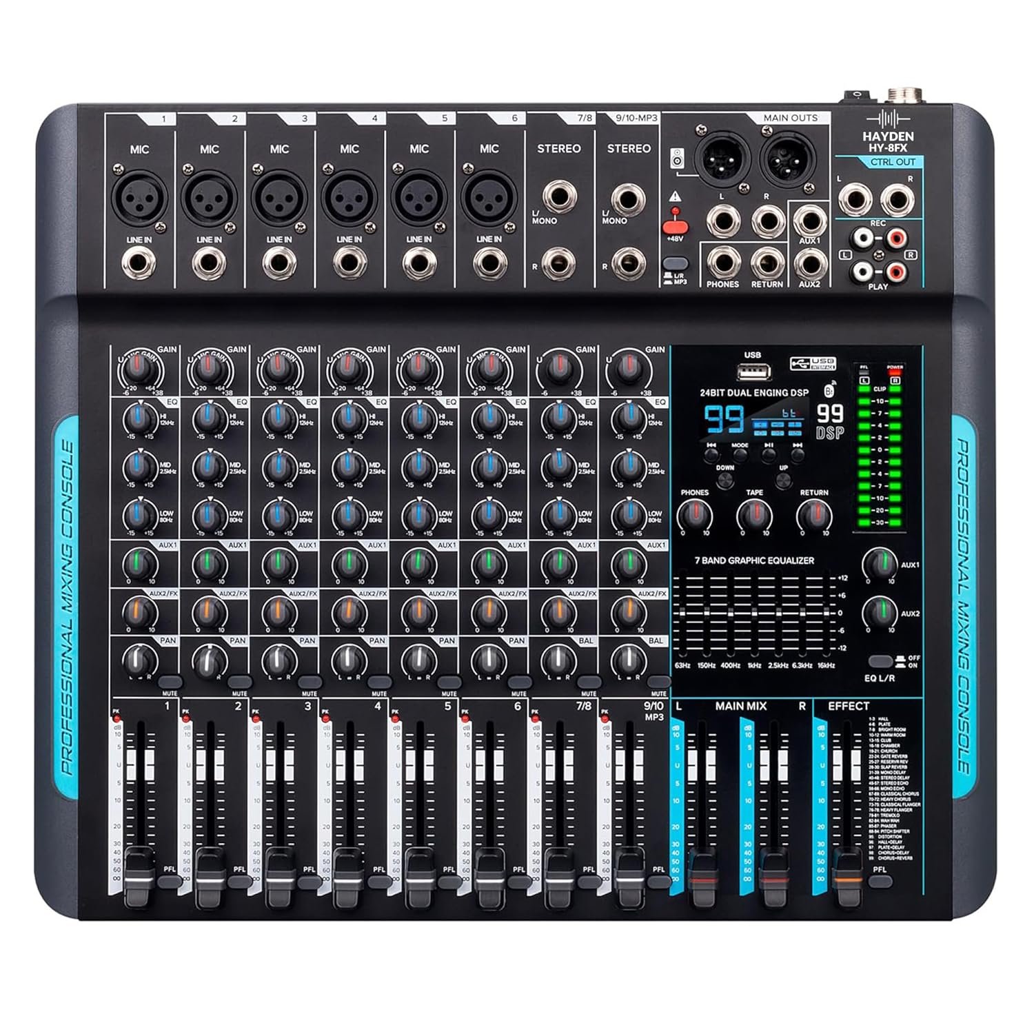 hayden HY-8FX 10-Channel DJ Mixer